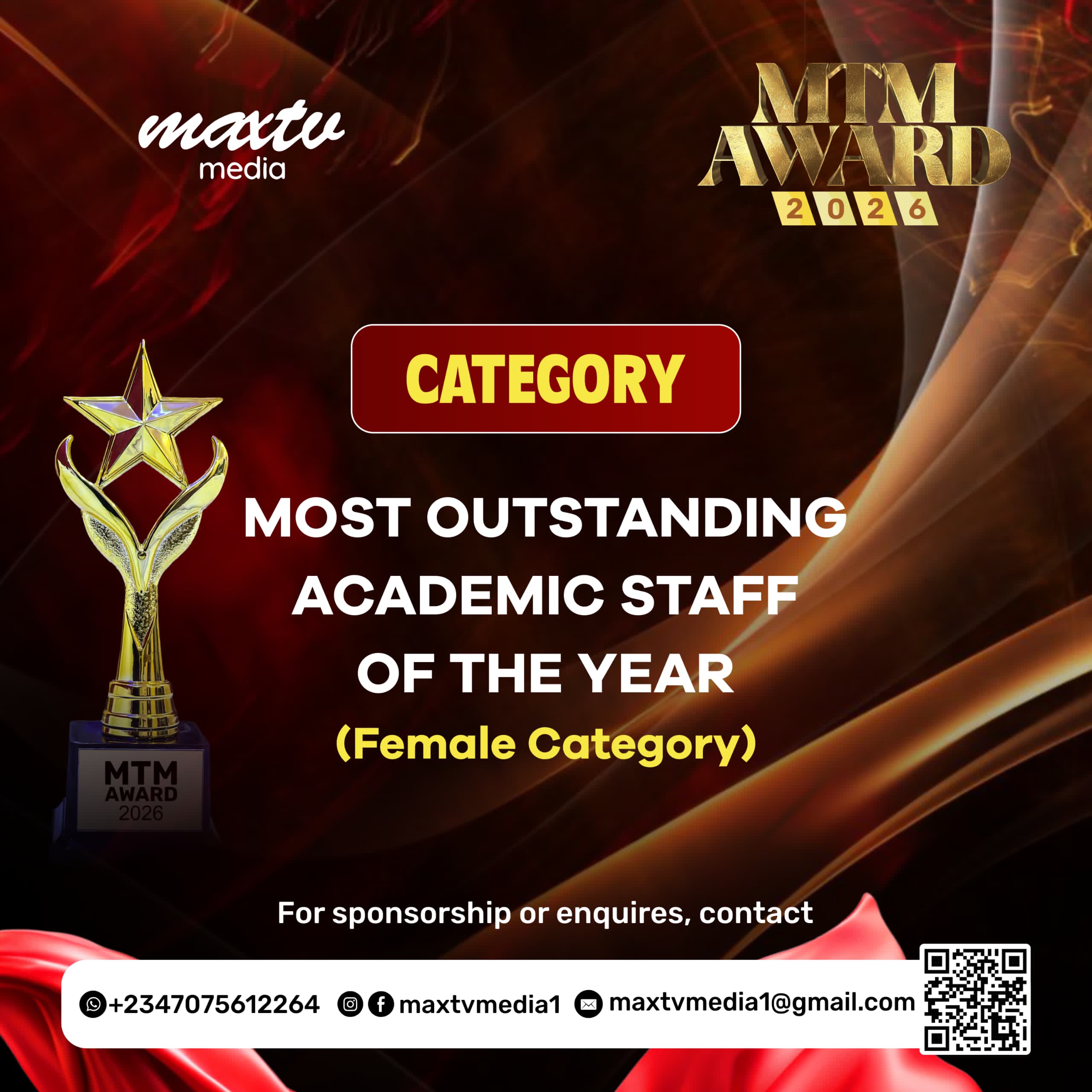 MOST OUTSTANDING ACADEMIC STAFF OF THE YEAR (FEMALE)